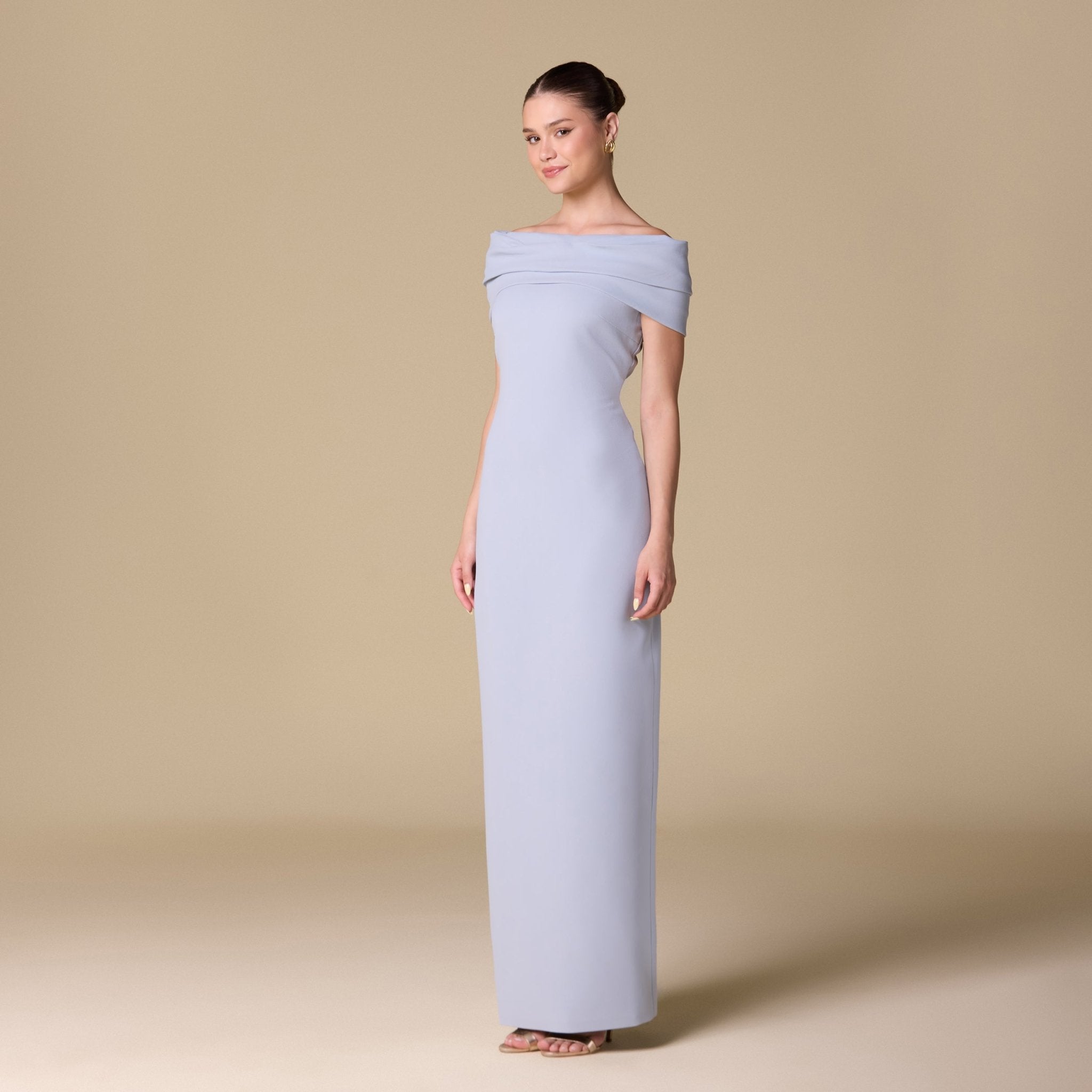 Off - shoulder Crepe Maxi Dress - shopaleena