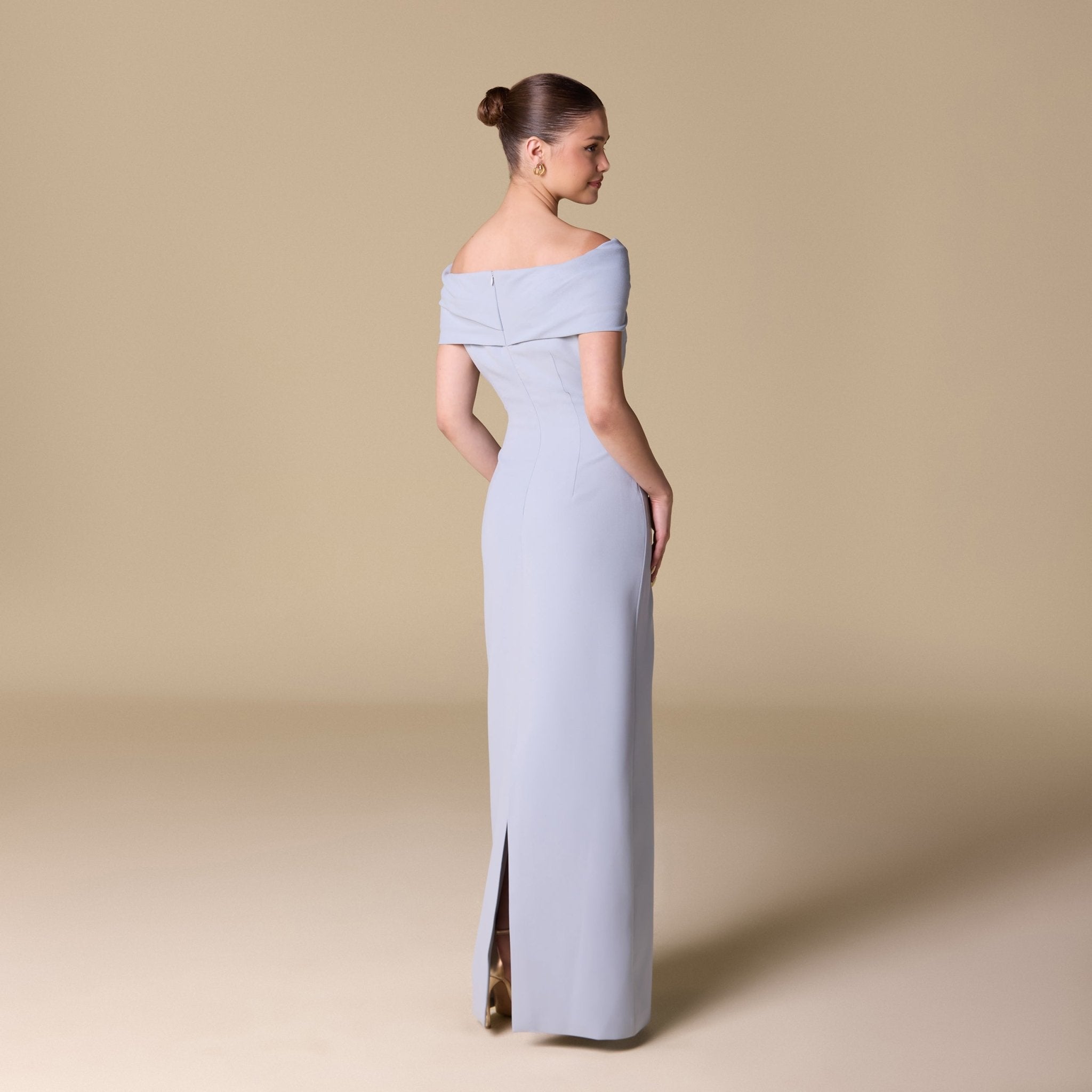Off - shoulder Crepe Maxi Dress - shopaleena