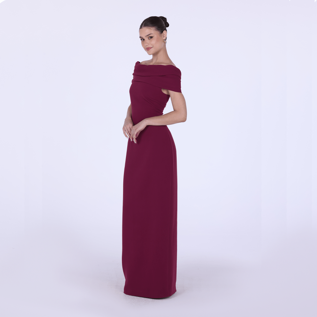 Off - shoulder Crepe Maxi Dress - shopaleena