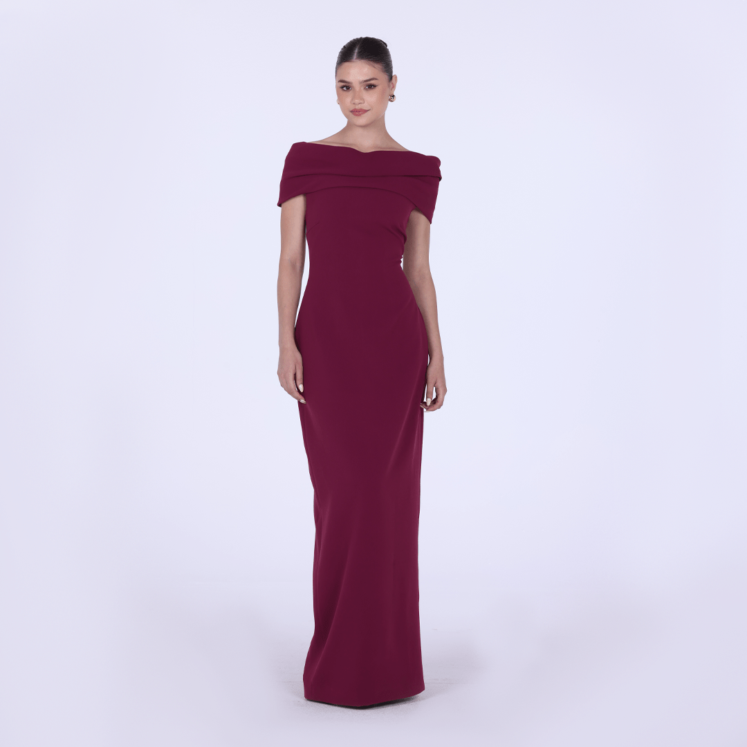 Off - shoulder Crepe Maxi Dress - shopaleena