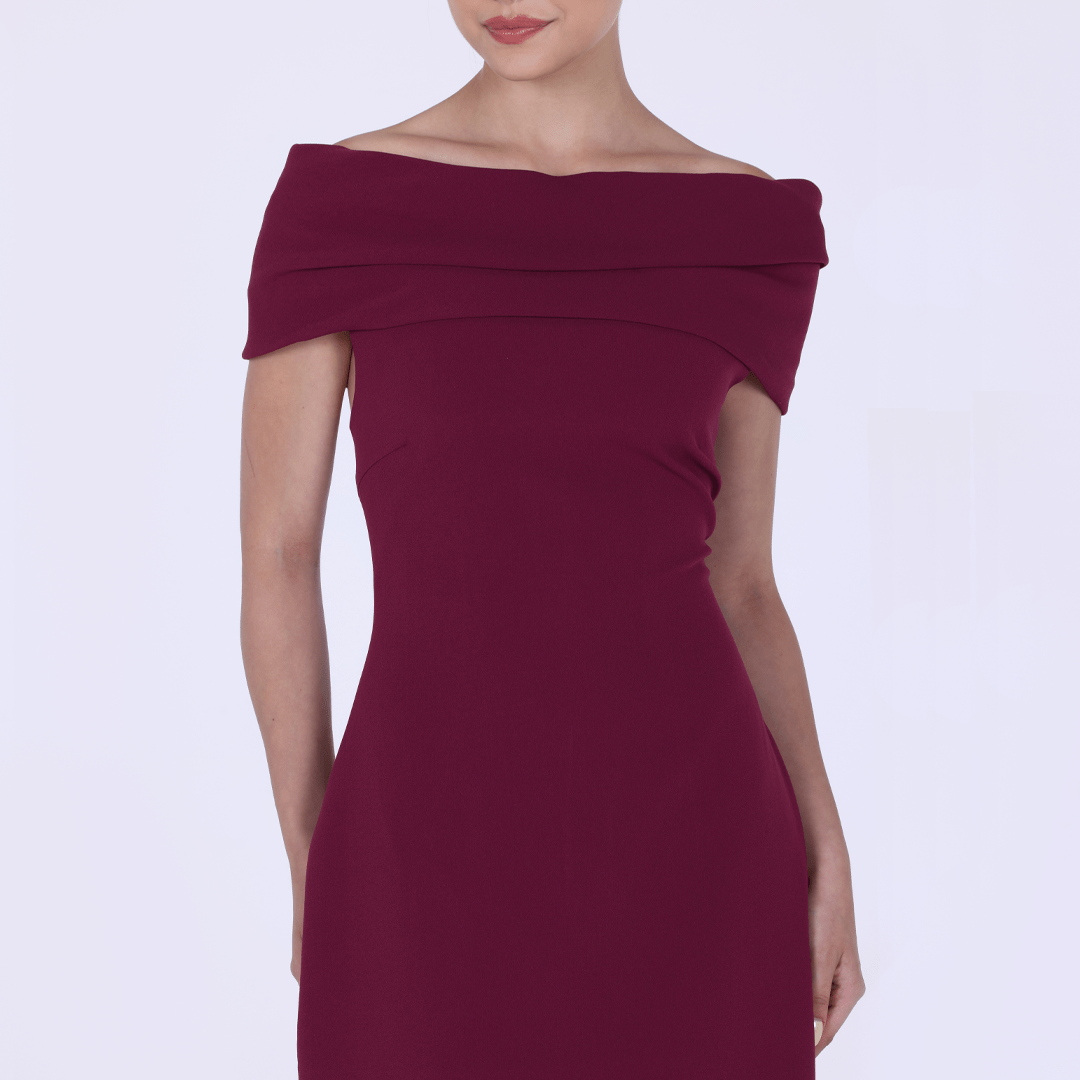 Off - shoulder Crepe Maxi Dress - shopaleena