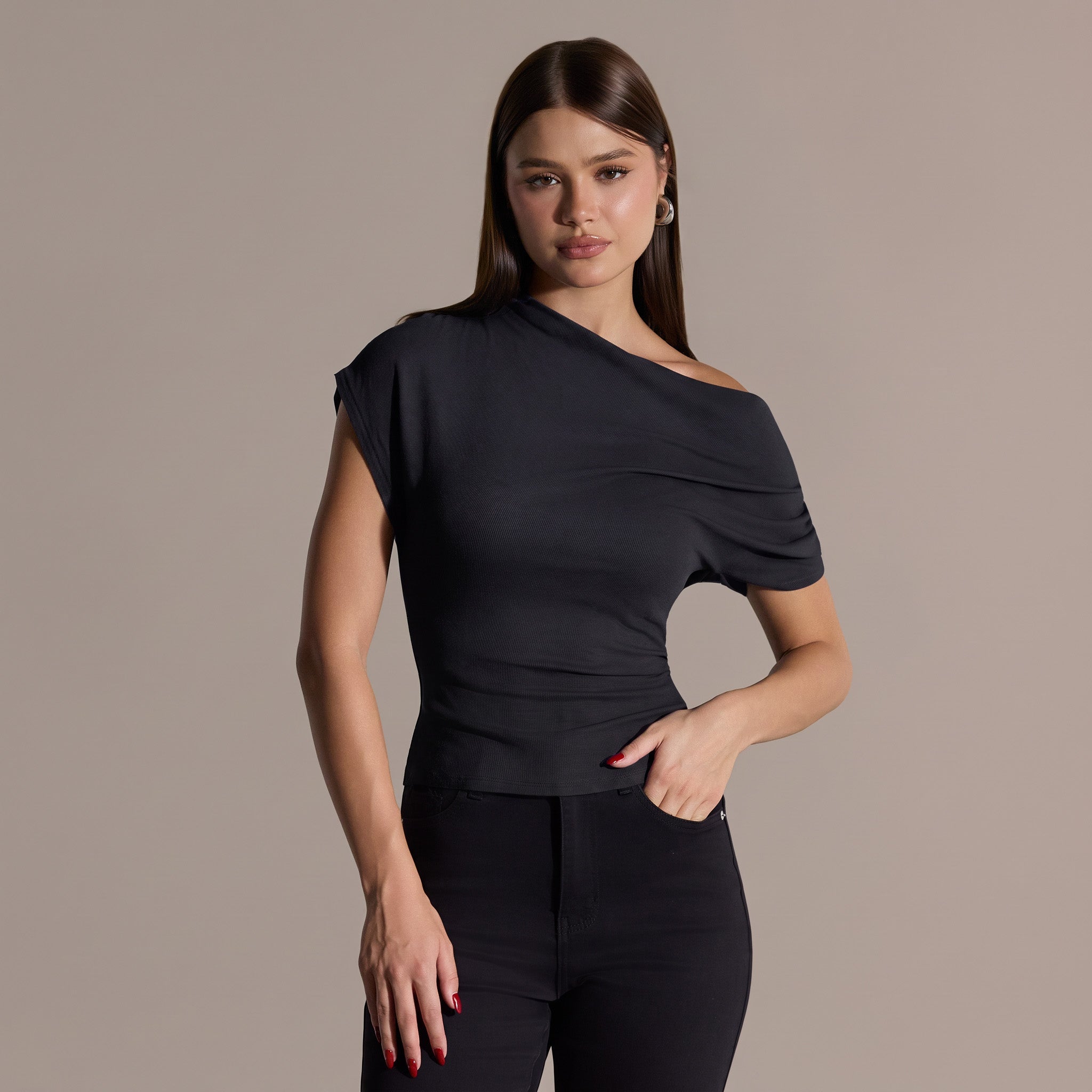 Off shoulder Fitted Top - shopaleena