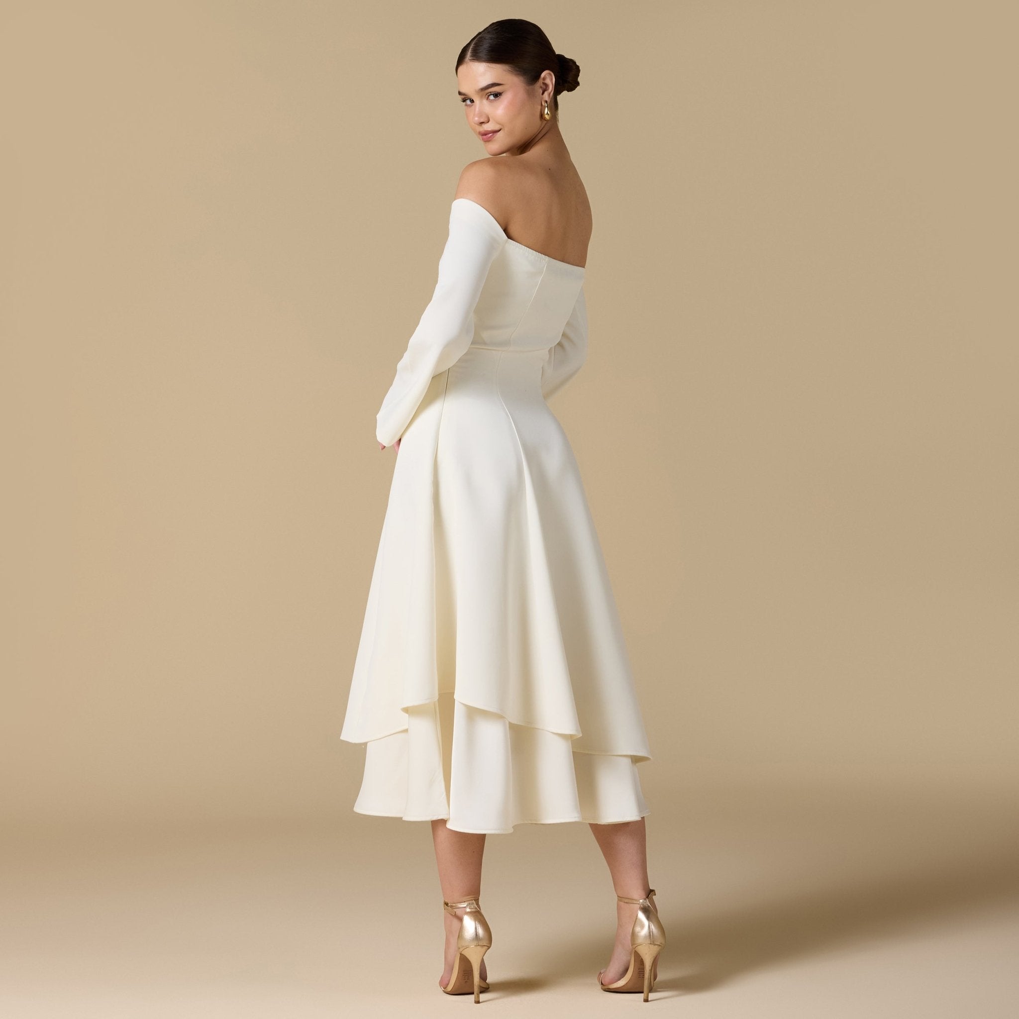 Off White Off - Shoulder Midi Dress - shopaleena