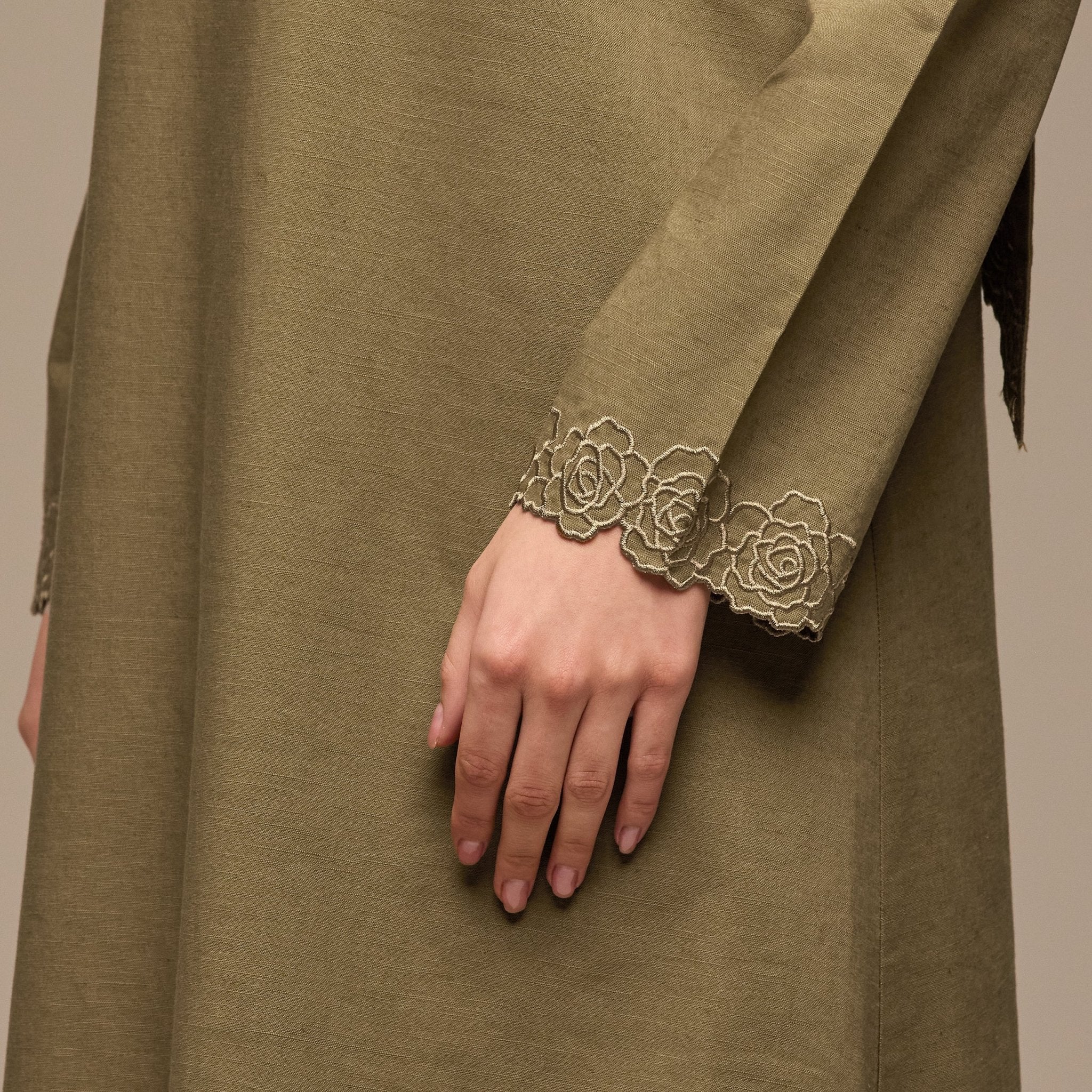 Olive Folded - Neck Linen Maxi Dress - shopaleena