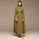Olive High Neck Chiffon Maxi Dress - shopaleena