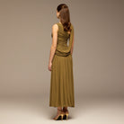 Olive Ruched Jersey Maxi Dress - shopaleena