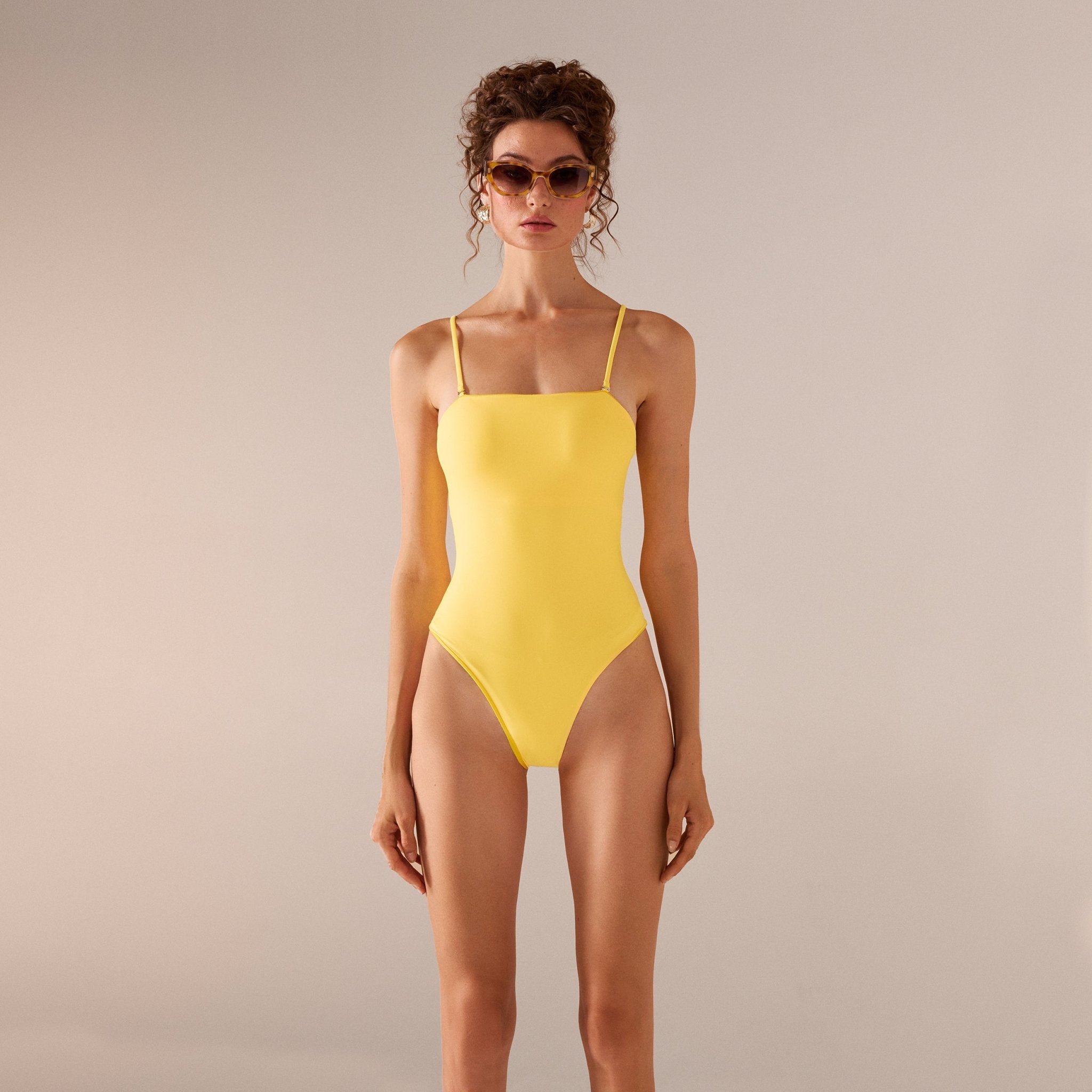 One Piece Yellow Swimsuit - shopaleena