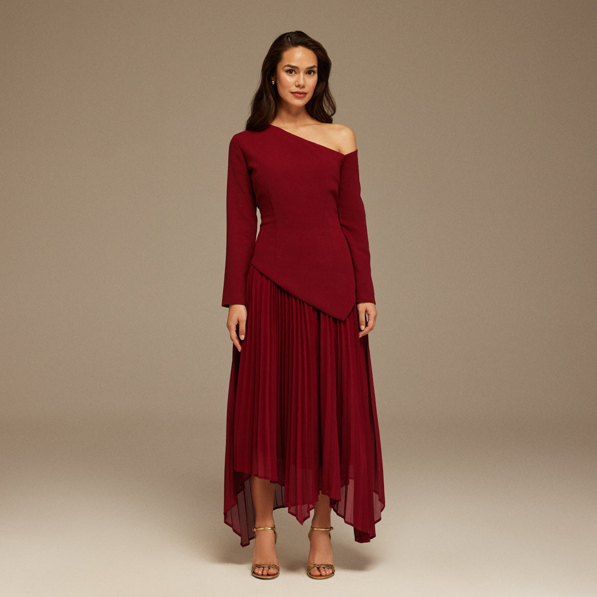 Peyton One Stylish Shoulder Crepe Dress