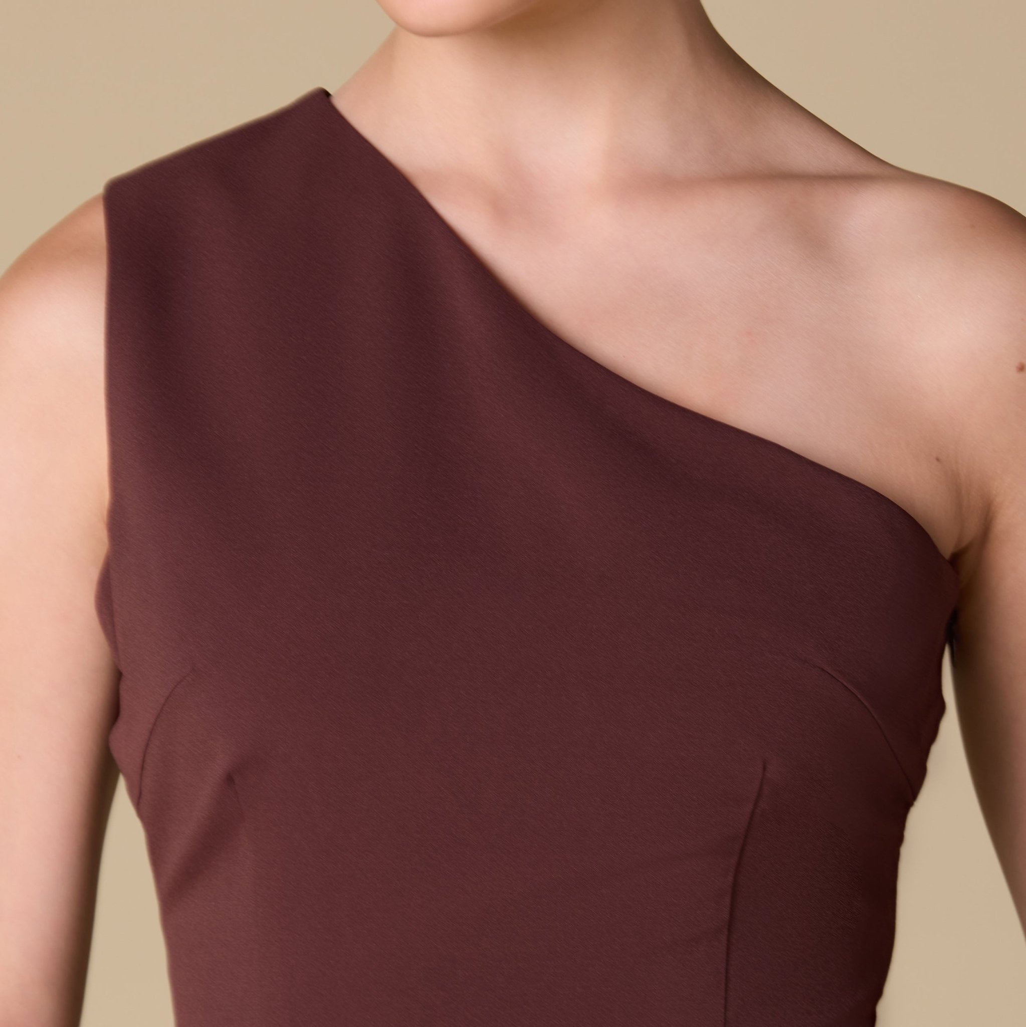 One - shoulder Crepe Dress With Pleated Skirt - shopaleena