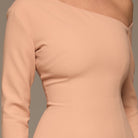One-shoulder Crepe Dress With Pleated Skirt - shopaleena
