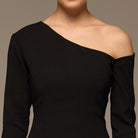 One-shoulder Crepe Dress With Pleated Skirt - shopaleena