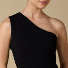 One - shoulder Crepe Dress With Pleated Skirt - shopaleena