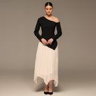 One-shoulder Crepe Dress With Pleated Skirt - shopaleena