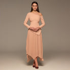 One-shoulder Crepe Dress With Pleated Skirt - shopaleena