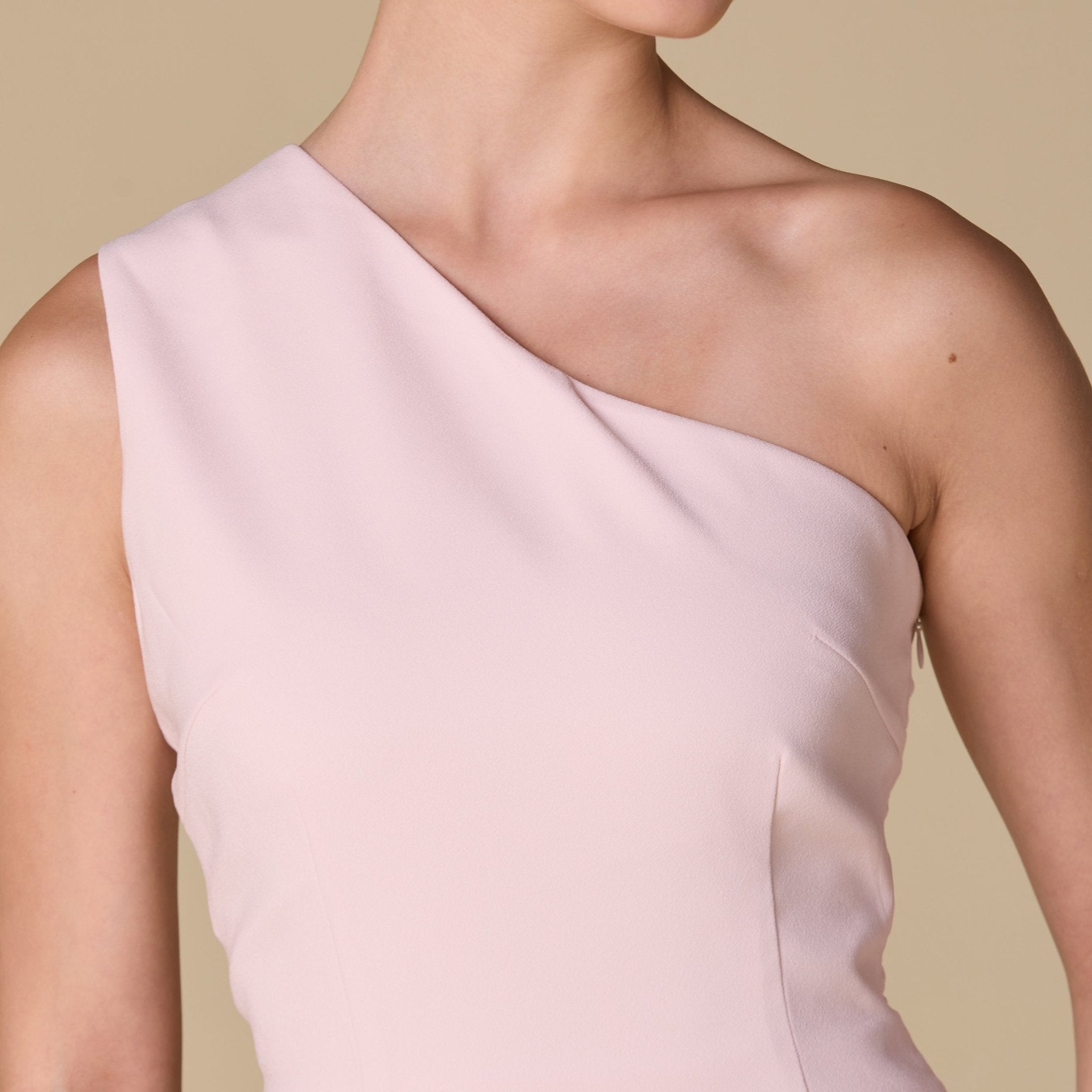 One Shoulder Crepe Midi Dress - shopaleena