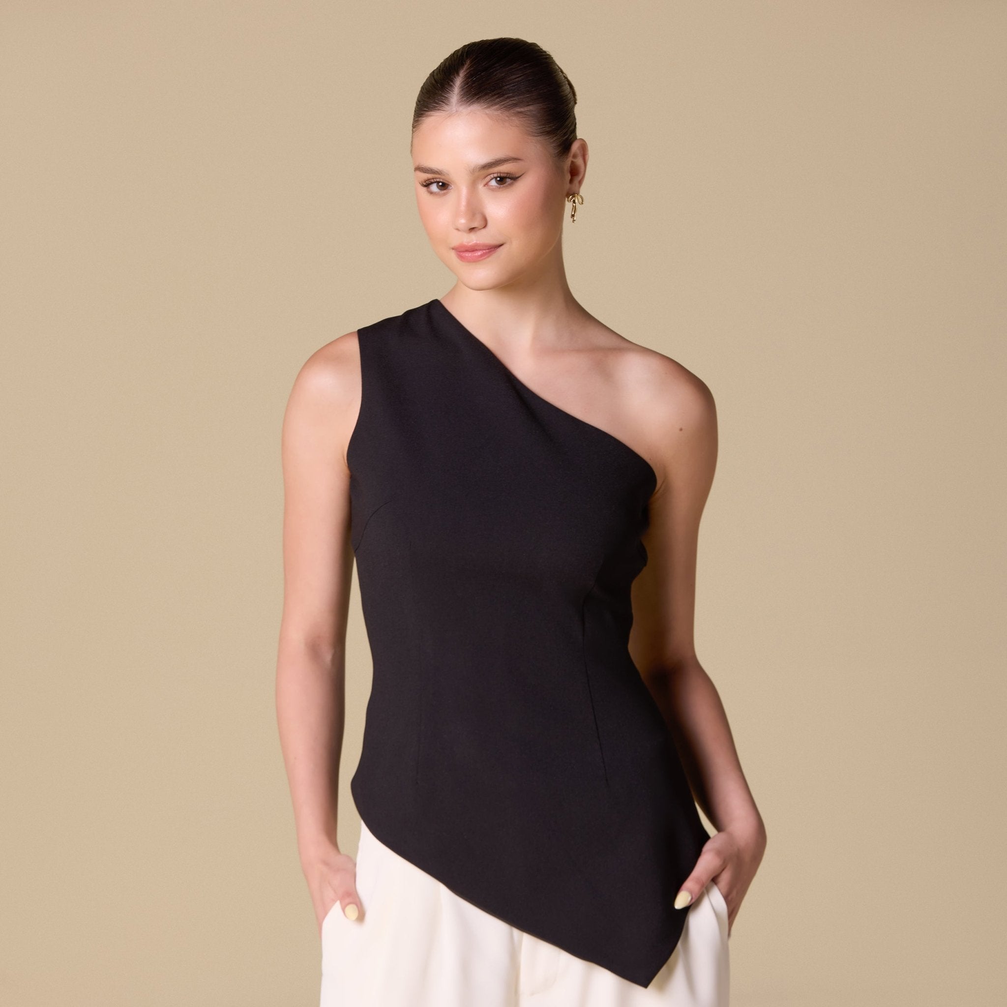 One shoulder Crepe Top - shopaleena