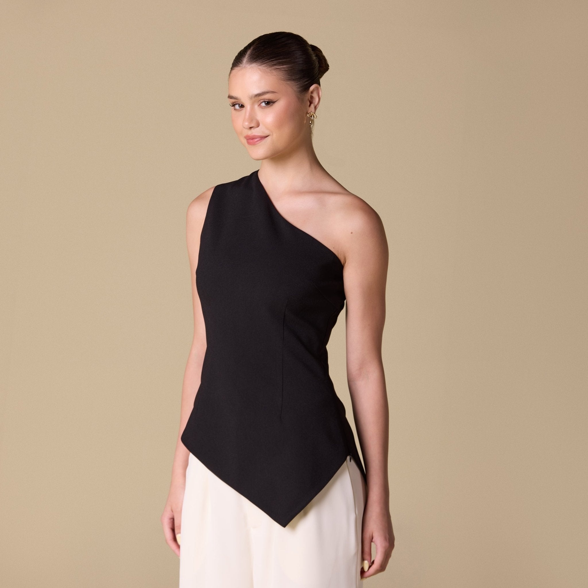 One shoulder Crepe Top - shopaleena
