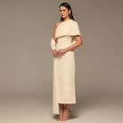 One Shoulder Draped Crepe Dress - shopaleena