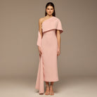 One Shoulder Draped Crepe Dress - shopaleena