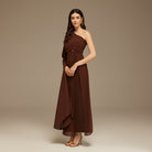 One - shoulder draped Dress with a gathered detail - shopaleena