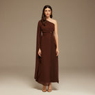 One - shoulder draped Dress with a gathered detail - shopaleena