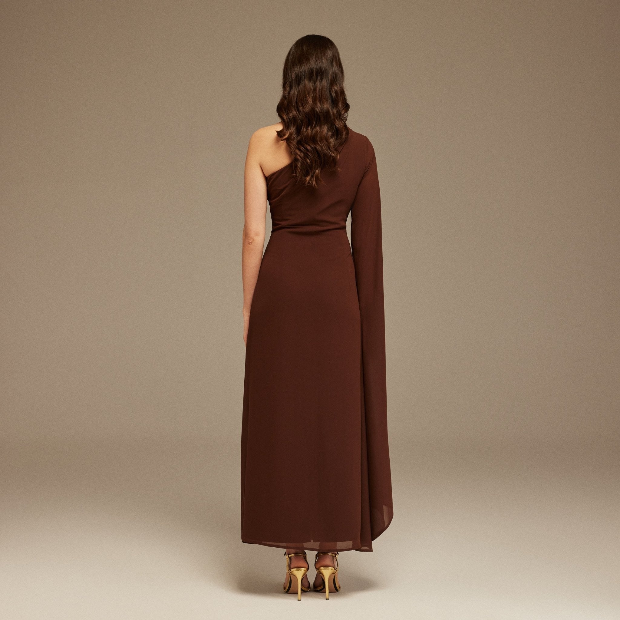 One - shoulder draped Dress with a gathered detail - shopaleena