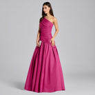 One Shoulder Ruched Gown - shopaleena