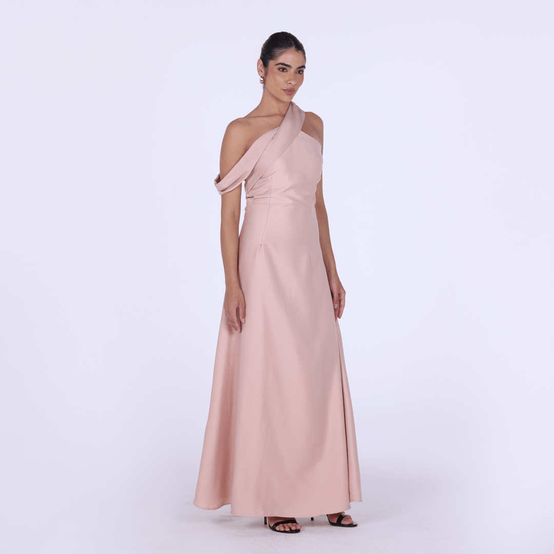 One - shoulder satin maxi Dress - shopaleena