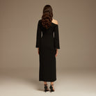 Open Shoulder Maxi Crepe Dress - shopaleena