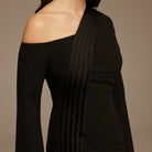 Open Shoulder Maxi Crepe Dress - shopaleena