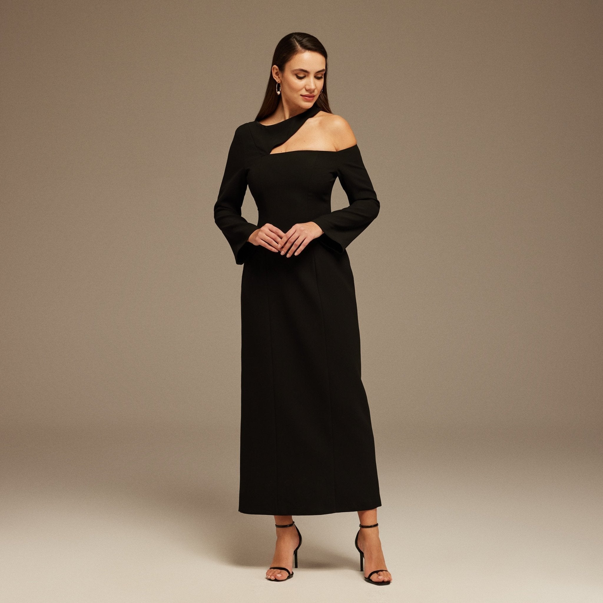 Open Shoulder Maxi Dress - shopaleena