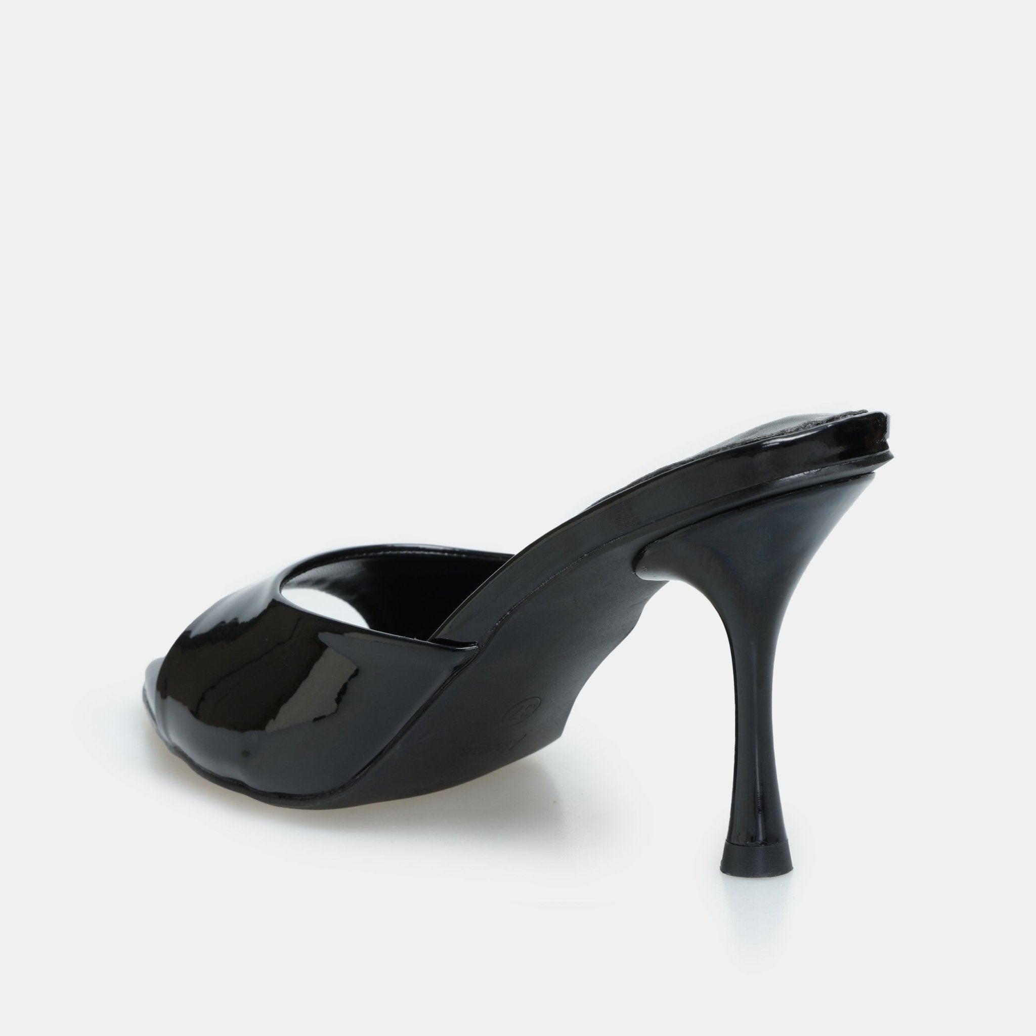 Patent Leather High Heel Mules - shopaleena
