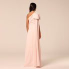 Pink Bow One-Shoulder Crepe Maxi Dress - shopaleena