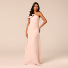 Pink Bow One-Shoulder Crepe Maxi Dress - shopaleena