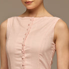 Pink Button - Front Linen Midi Dress - shopaleena