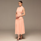 Pink Chiffon Midi Dress - shopaleena