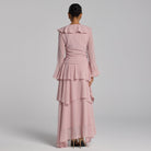 Pink Chiffon Ruffle Maxi Dress - shopaleena