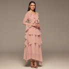 Pink Chiffon Ruffle Top & Skirt Set - shopaleena