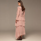 Pink Chiffon Ruffle Top & Skirt Set - shopaleena