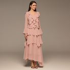 Pink Chiffon Ruffle Top & Skirt Set - shopaleena