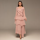Pink Chiffon Ruffle Top & Skirt Set - shopaleena