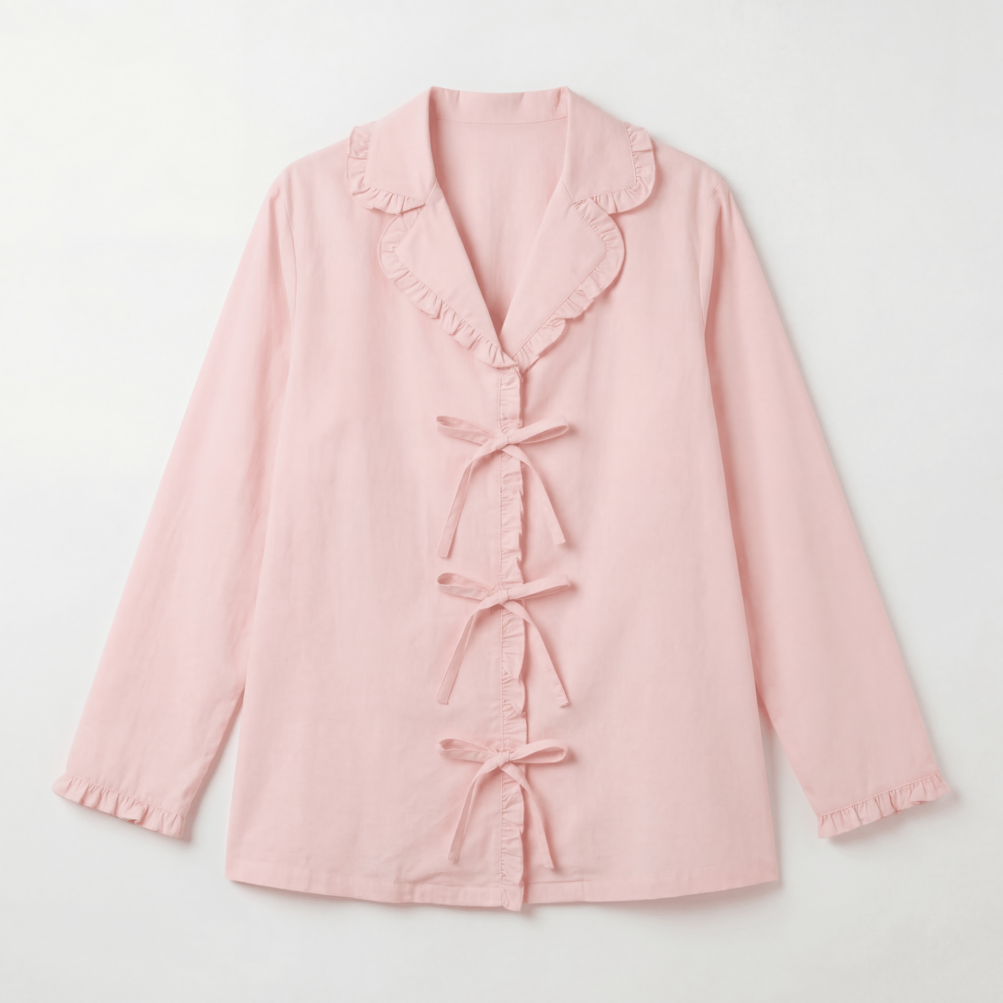 Pink Cotton Ruffles and Bow Shirt For Kids - shopaleena
