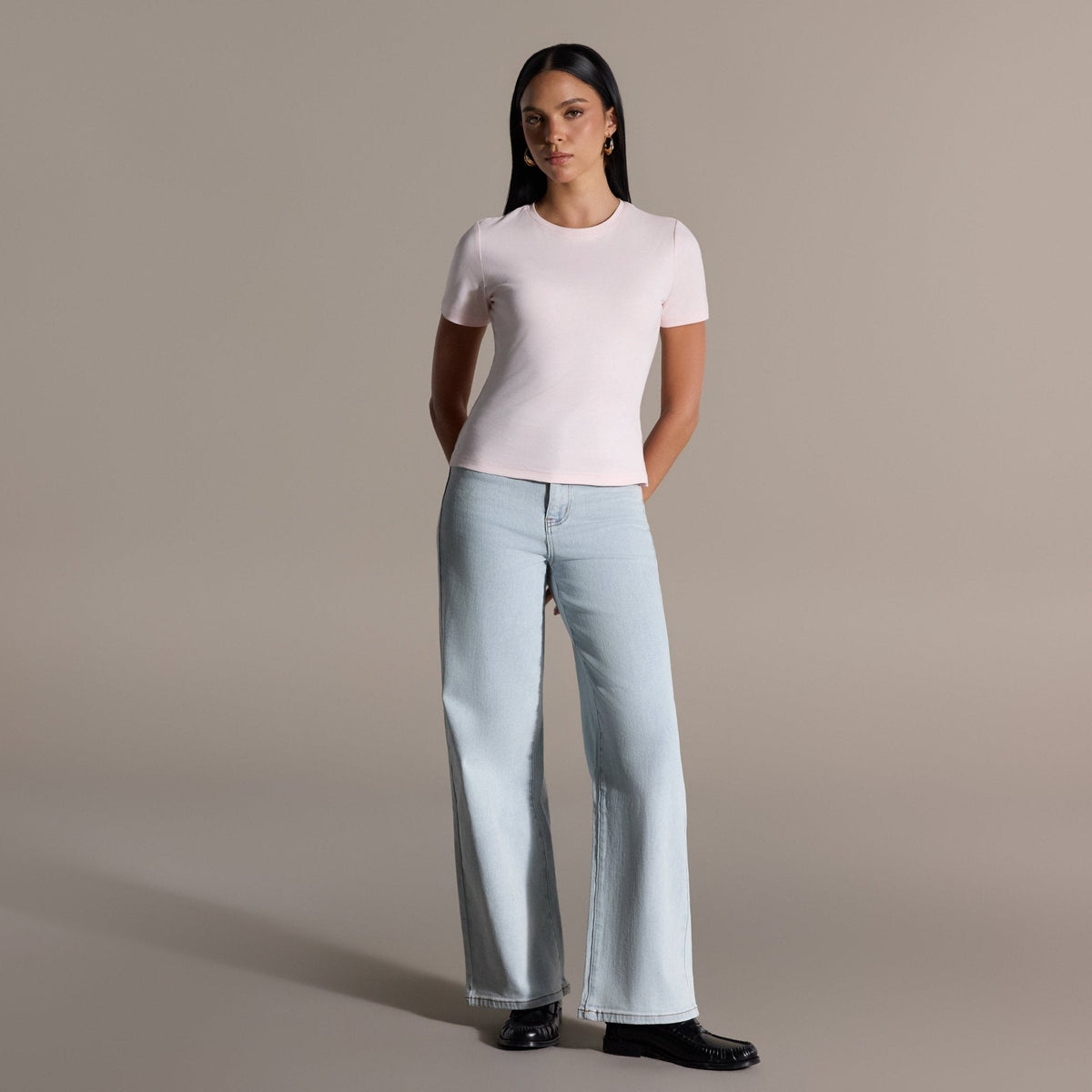 Pink Crew Neck Fitted T-Shirt - shopaleena