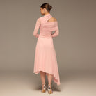 Pink Diagonal Neck Tulle Maxi Dress - shopaleena