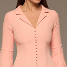 Pink Lapel Neck Button - Front Crepe Dress - shopaleena