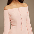 Pink Off - Shoulder Aline Midi Crepe Dress - shopaleena