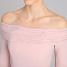 Pink Off - Shoulder Long - Sleeve Evening Gown - shopaleena