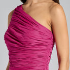 Pink One Shoulder Ruched Gown - shopaleena