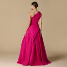 Pink One Shoulder Ruched Gown - shopaleena