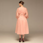 Pink Organza Puffy Sleeve Dress - shopaleena